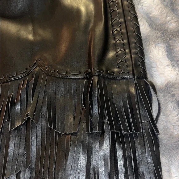 Idyllwind Black Leather Fringe Skirt - Picture 3 of 7